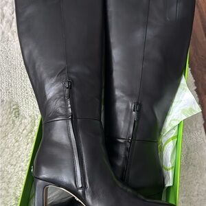 Black Leather Knee-High Boots